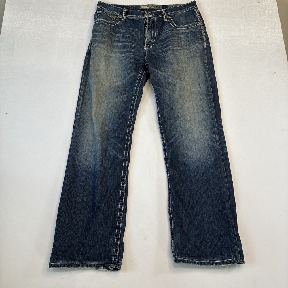 BKE Tyler Jeans Men 34x30 Straight Buckle Whisker Western Cowboy Denim Medium - Picture 2 of 12